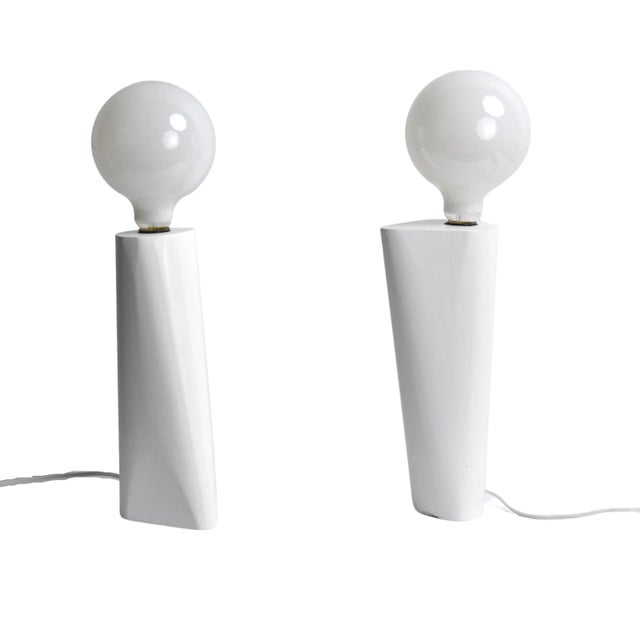 Late 20th Century Pair of Custom Made Mirrored Table Lamps With White Painted Wood Base For Sale - Image 13 of 13