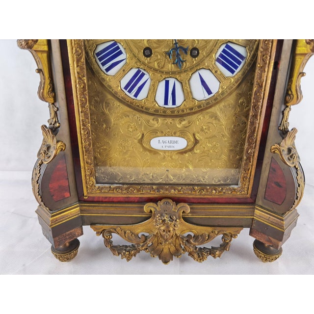 Antique Pendulum Clock in Bronze and Wood from Lagarde, Paris, 1860s For Sale - Image 12 of 18