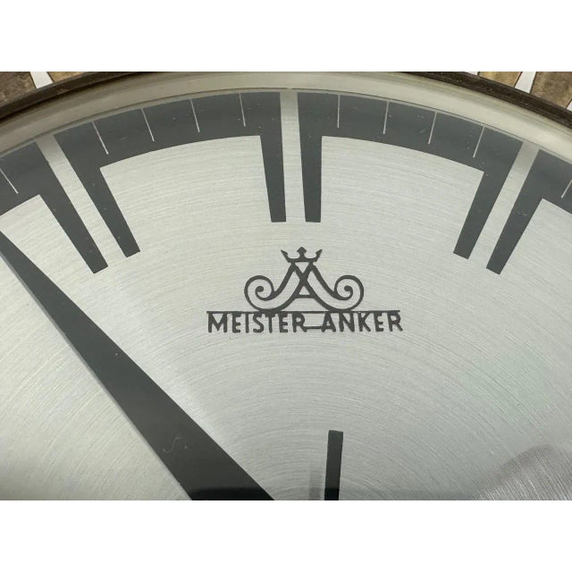1960s Mid-Century Modern Sunburst Wall Clock in Brass from Meister Anker, 1960s For Sale - Image 5 of 10