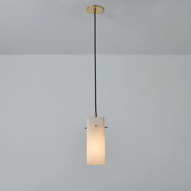 1960s Stilnovo Opaline Glass & Brass Pendant, Unmarked For Sale In Los Angeles - Image 6 of 12
