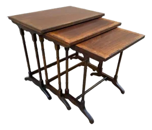 Vintage 20th Century Regency Style Inlaid Nesting Tables - Set of 3