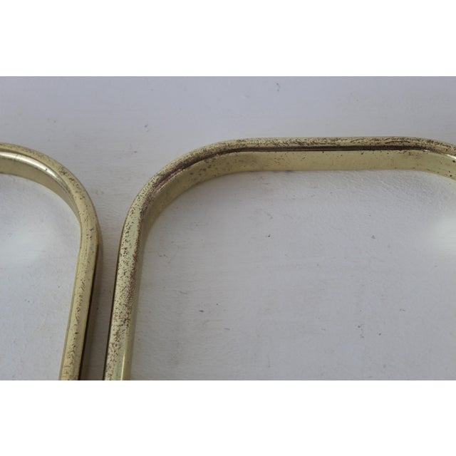 Brass Milo Baughman Style Brass Glass Cantilever Side Tables Vintage Mid-Century Modern-a Pair For Sale - Image 8 of 14