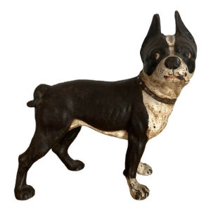 Antique Cast Iron Boston Terrier Painted Doorstop