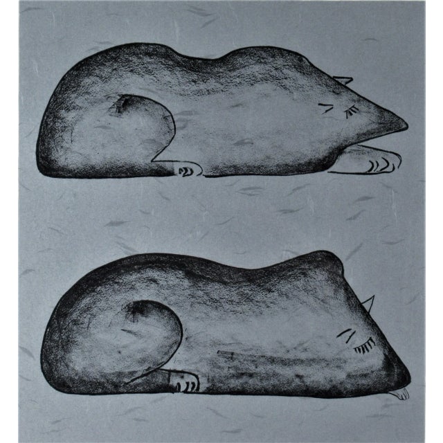 This artwork titled "Sleeping Wolves" 1970 is an original color lithograph on rice paper by noted Italian/American artist...