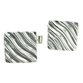 1990s Pair of Tiffany & Co Estate Cufflinks Sterling Silver For Sale