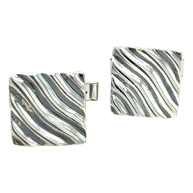 1990s Pair of Tiffany & Co Estate Cufflinks Sterling Silver For Sale