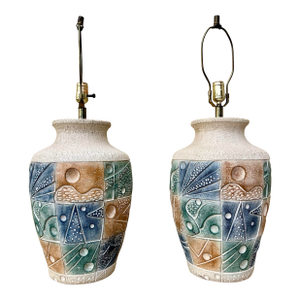 A Pair of Late 20th Century Postmodern Ceramic Table Lamps.