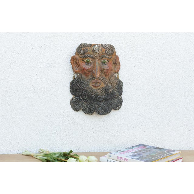 Brown Vintage Mexican Folk Art Painted Mask For Sale - Image 8 of 8