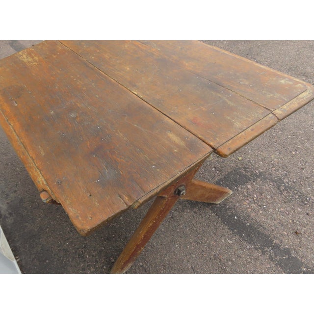 Brown Country Rustic French x Based Table For Sale - Image 8 of 14
