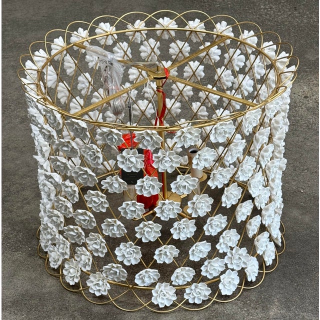 Regina Andrew Alice Porcelain Flower Embellished Chandelier For Sale In New York - Image 6 of 12