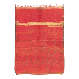 Vintage Red Beni MGuild Moroccan Rug - 05'09 X 07'08