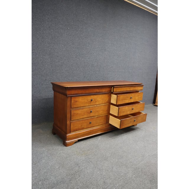 Wood National Mt. Airy Louis Philippe Style Cherry Double Dresser For Sale - Image 7 of 10