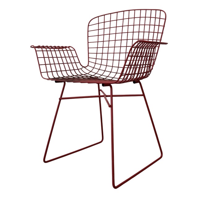 Mid-Century Modern Red Painted Steel Wire Chair, Sweden, 1960s For Sale