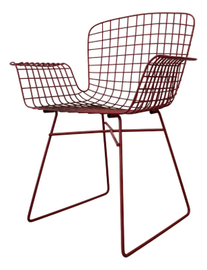 Mid-Century Modern Red Painted Steel Wire Chair, Sweden, 1960s