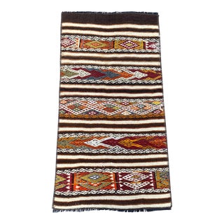 Vintage Flatweave Neutral Vintage Kilim Rug For Sale