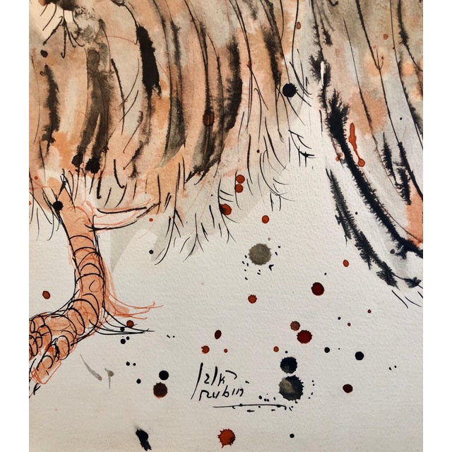 Reuven Rubin, Modern Israeli Lithograph Reuven Rubin Views Of Israel Judaica Crowing Rooster, 1960 For Sale - Image 4 of 7