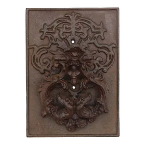 Mid 20th Century Cast Iron Ornate Door Knocker on Back Plate