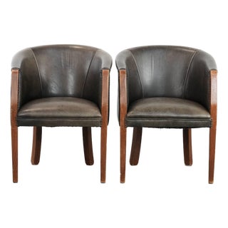 Cowhide and Wooden Tub Chairs, Set of 2 For Sale