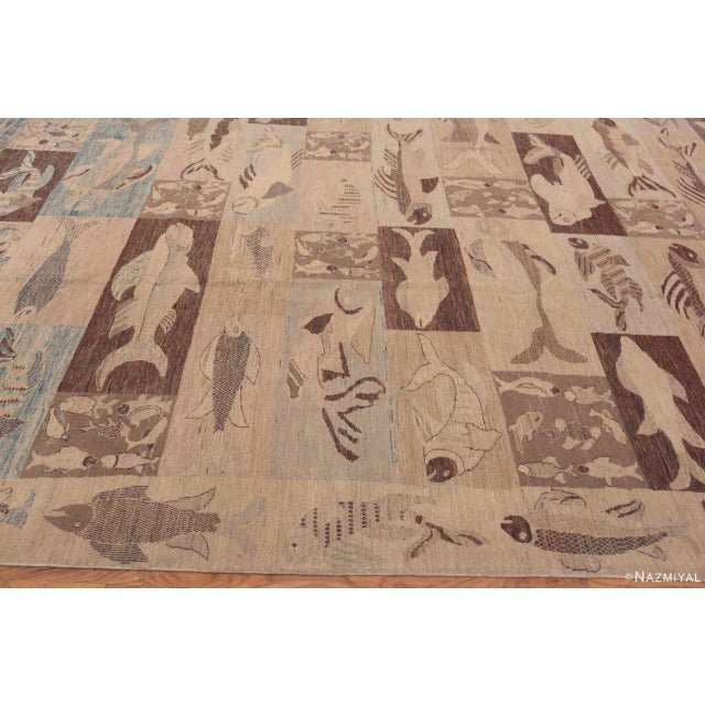 Contemporary Nazmiyal Collection Artistic Aquatic Fish Design Contemporary Area Rug For Sale - Image 3 of 6