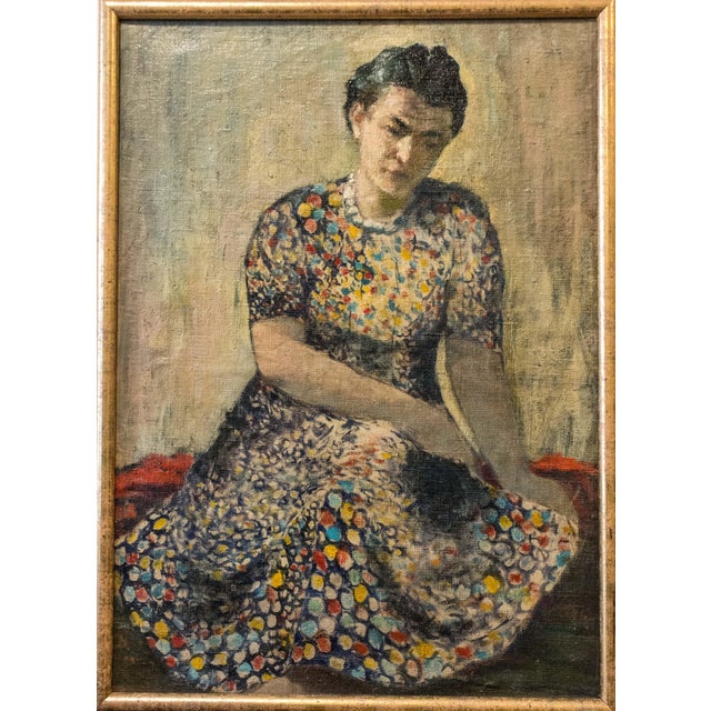 Alojzy Siwecki, Women's Portrait, 1970s, Oil Painting on Canvas For Sale - Image 8 of 8