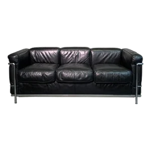 Mid 20th Century Le Corbusier for Cassina Leather & Chrome LC2 Sofa