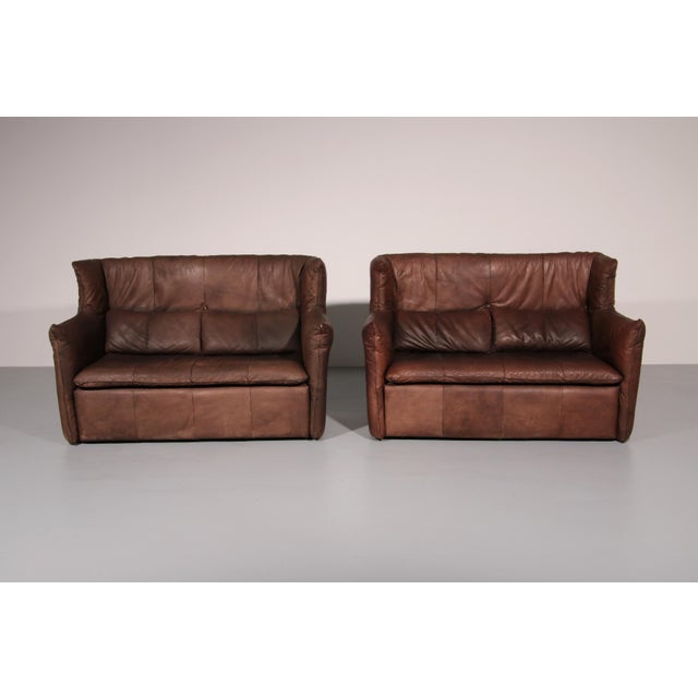 Animal Skin Patinated Leather Sofa by Gerard van Den Berg for Montis, Netherlands, 1970s, Set of 2 For Sale - Image 7 of 15