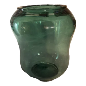 Vintage Large Green Blown Glass Vase