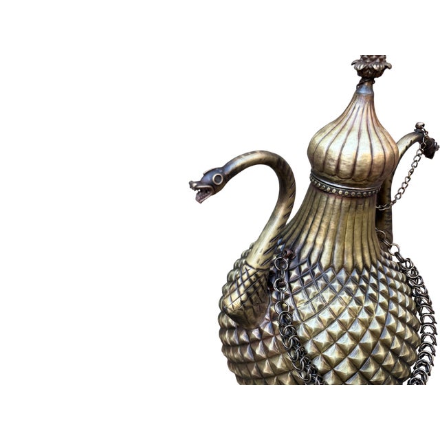 Diamond Planished Brass Pitcher For Sale - Image 4 of 15