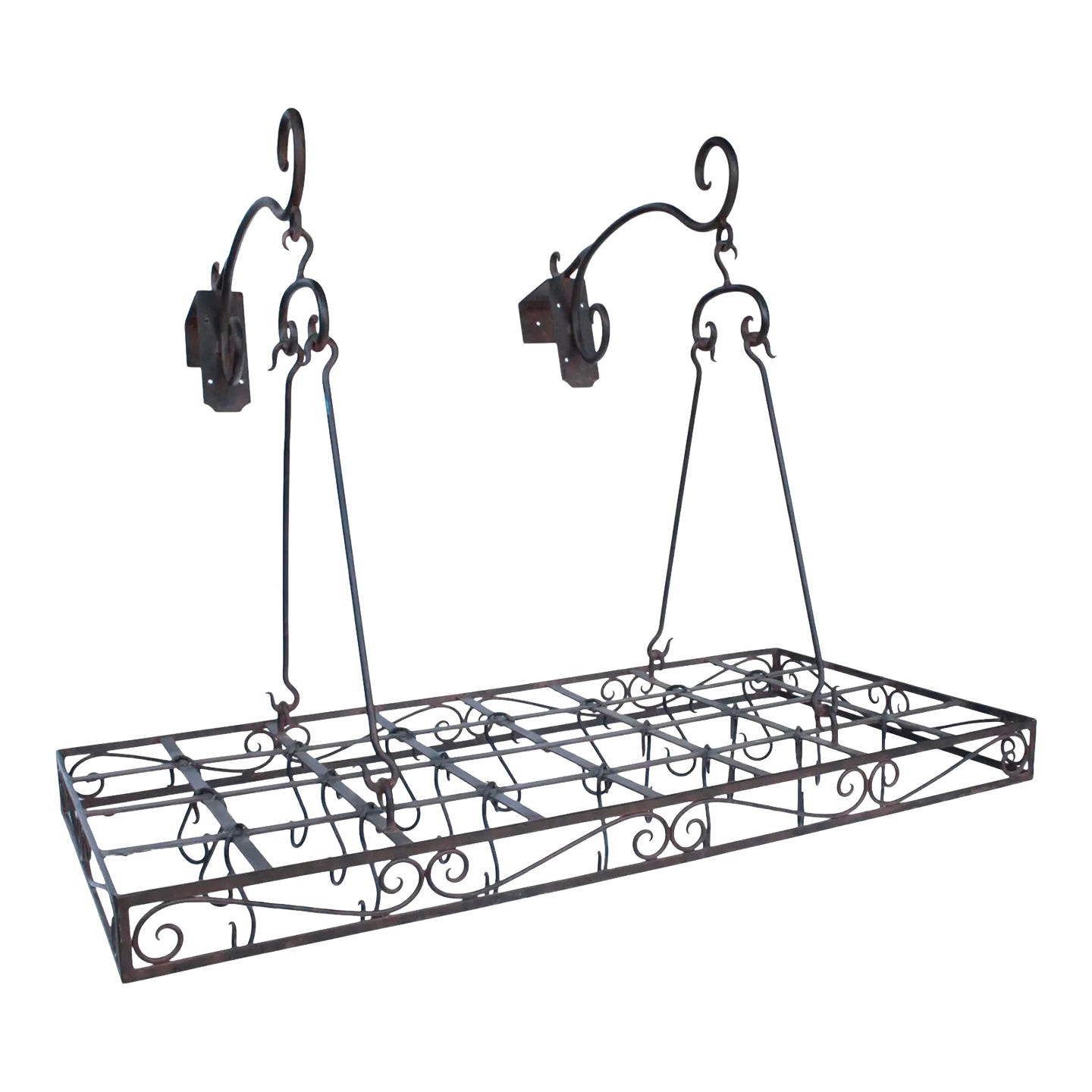 Vintage Large Wrought Iron Pot Rack, Custom HandMade Chairish