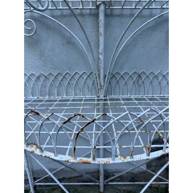 Antique Victorian Four-Tier Painted Wirework Demilune Garden Plant Stand, C. 1900 For Sale - Image 9 of 16