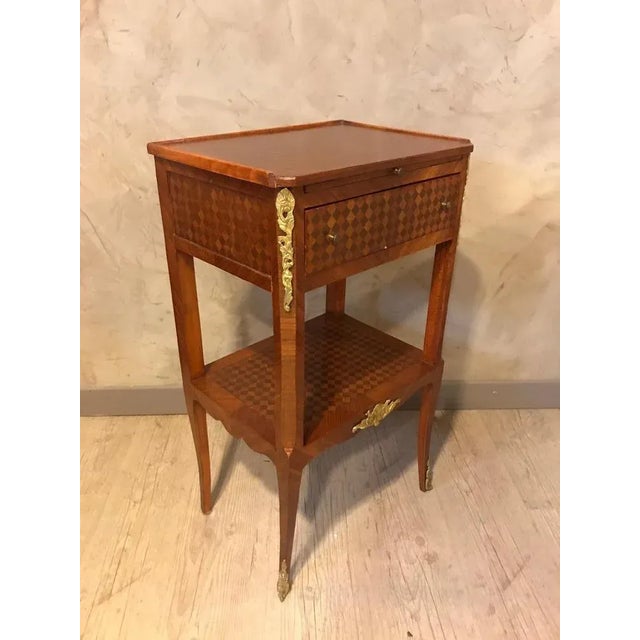 Very beautiful louis XV style bedside table, Louis XVI of French transition from the 20th century, in mahogany marquetry...