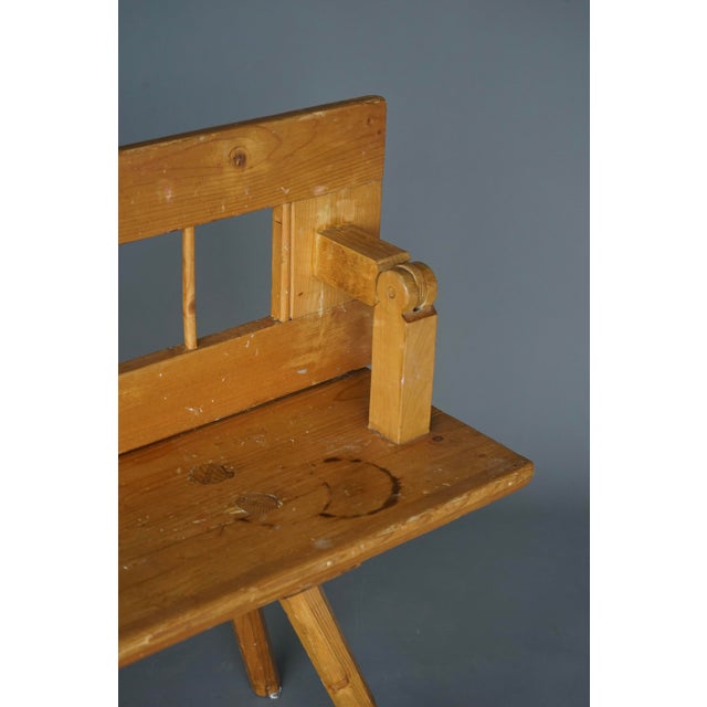 Antique Scandinavian Pine Bench with Turnable Backrest, 1890s For Sale - Image 5 of 14
