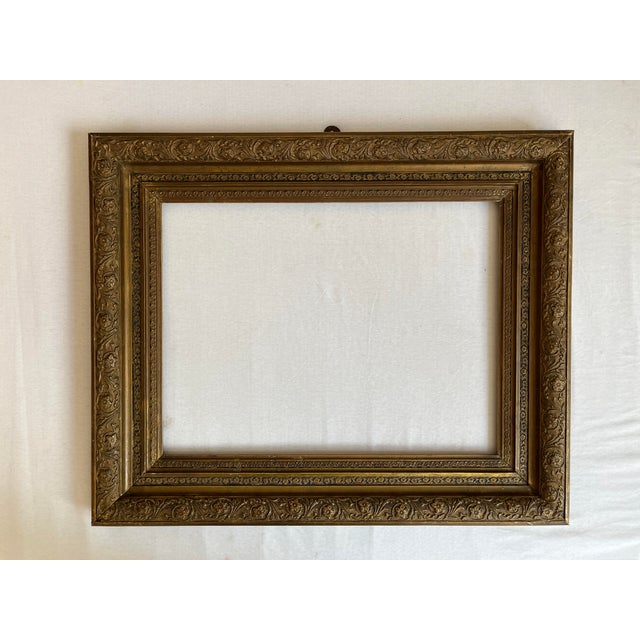 Large Vintage Giltwood Picture Frame with Floral Relief, 1930 For Sale - Image 12 of 12