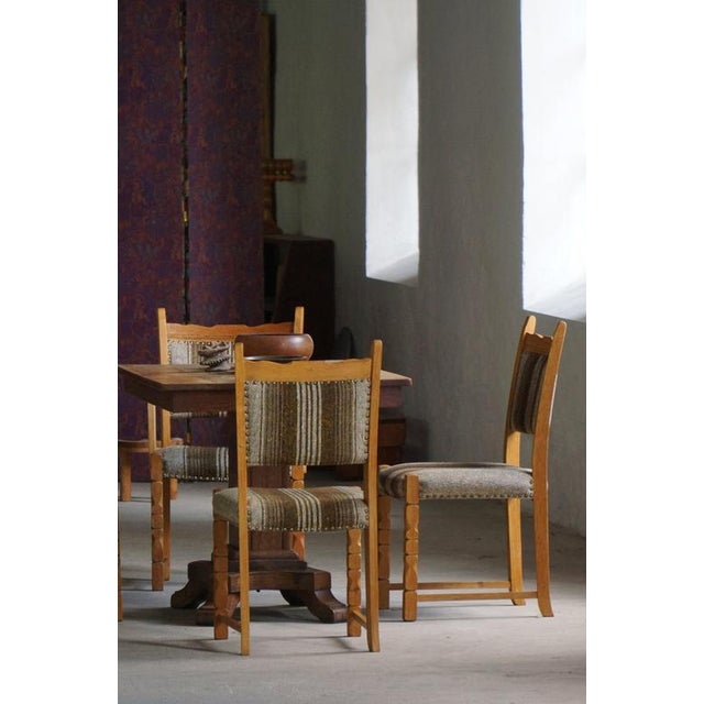 Brown Mid-Century Modern Danish Dining Chairs in Oak and Wool, 1960s, Set of 8 For Sale - Image 8 of 18