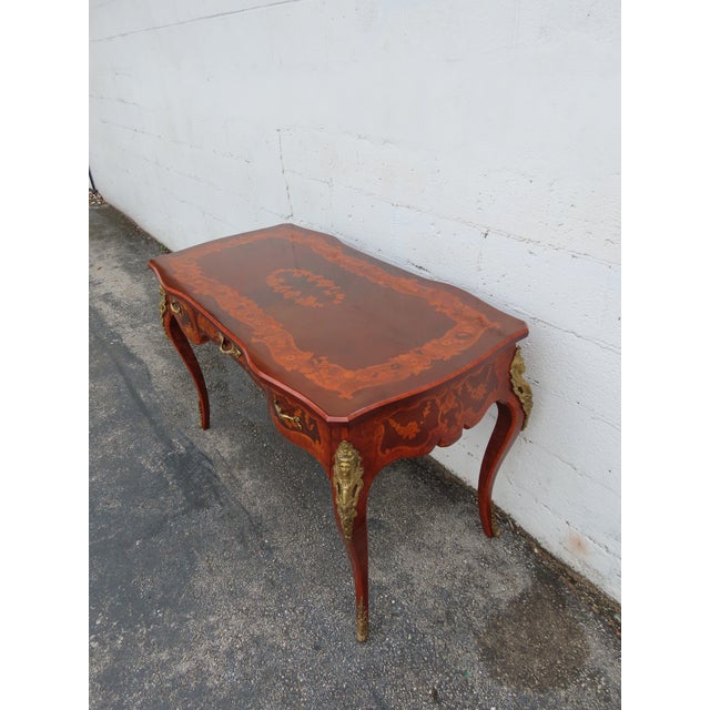 Mid 20th Century French Italian Inlay and Bronze Accent Desk and Chair 6340 For Sale - Image 5 of 18