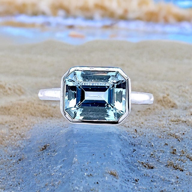Natural Finely Faceted Aquamarine Ring 6.5 14k White Gold 3.21 TCW Certified $2,190 221344 This is a Unique Custom Made...