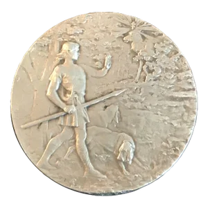 1899 Signed French Dog Medal: Exposition Canine Poitiers 3me Prix