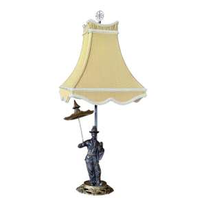 Chinoiserie Figural Pagoda Metal Table Table Lamp by Chelsea House