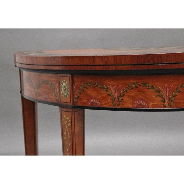 Antique Painted Satinwood Card Table, 1820 For Sale - Image 9 of 12