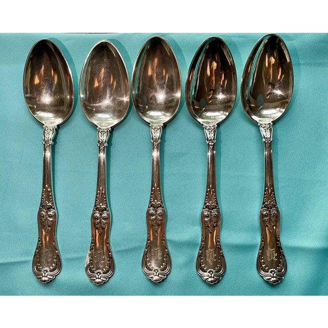 Late 19th Century Tiffany & Company Set of 5 Serving Spoons 1884 Regent For Sale - Image 5 of 6