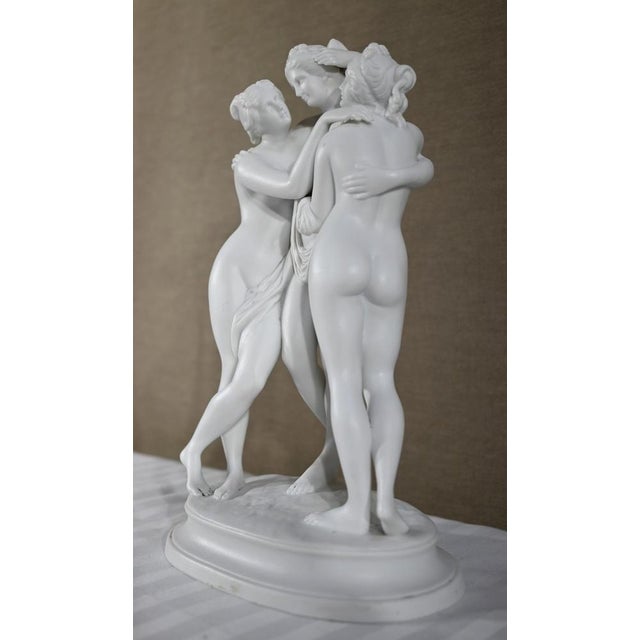 Les Trois Nymphes Sculptural Group, Early 20th Century, Biscuit Porcelain For Sale - Image 3 of 18