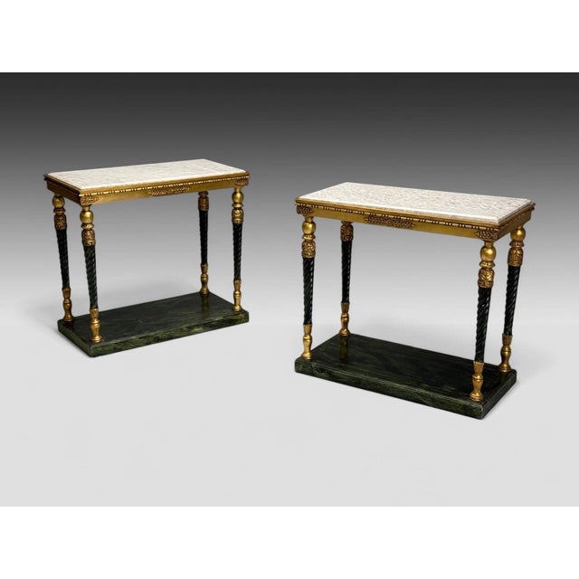 Swedish Neoclassical Style, Giltwood, Marble, Console Tables, Sweden, 20th C. For Sale In New York - Image 6 of 12