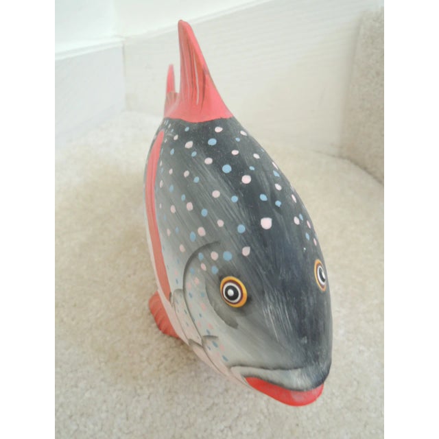 Wooden Fish Hand Painted Whimsical Island Art For Sale - Image 11 of 12
