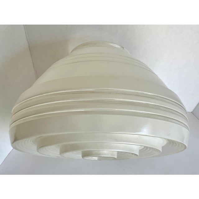 1950's Art Deco Schoolhouse Style Frosted Glass Pendant Shade For Sale - Image 11 of 11