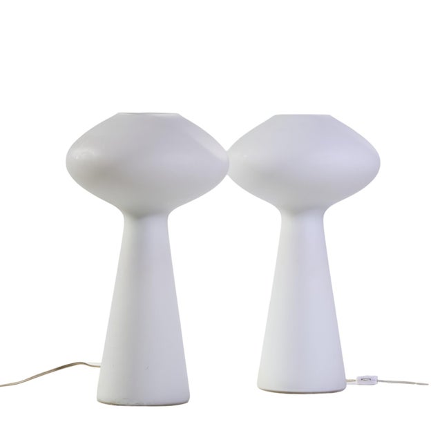 Lisa Johansson-Pape Mid Century Finnish Hand Blown Glass Lamps - Pair Each lamp measures: 10 wide x 10 deep x 17 inches...