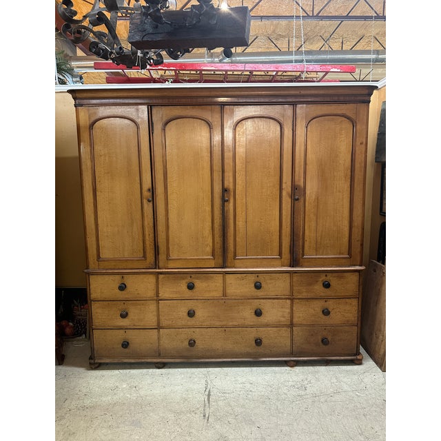 Victorian 1830 Monumental Housekeeper’s Cupboard. Quarter-Sawn European White Oak For Sale - Image 3 of 12