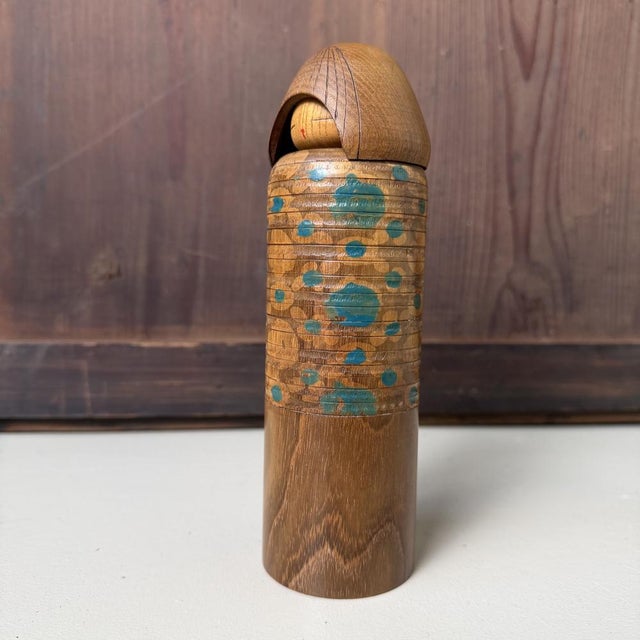 Wood Vintage Sōsaku Kokeshi Ikat Beauty by Miyajima Muhitsu, 1970s For Sale - Image 7 of 9