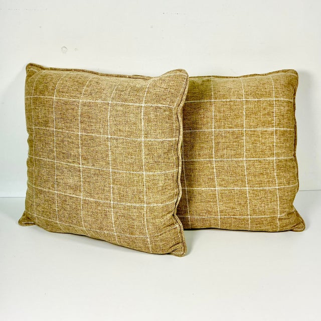 2000 - 2009 Early 21st C Americana Contemporary Tweed Window Pane Decorative Pillows - Set of 2 For Sale - Image 5 of 11