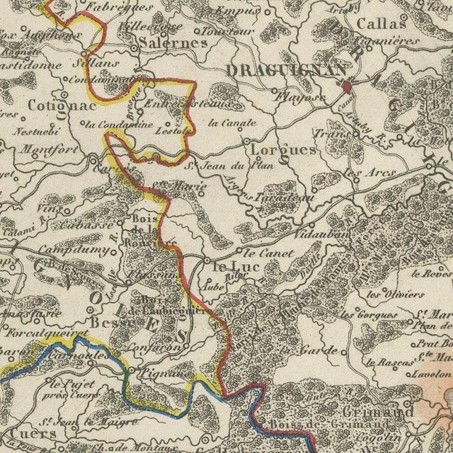 Antique Map of the Var with Draguignan, 1860 For Sale - Image 4 of 12