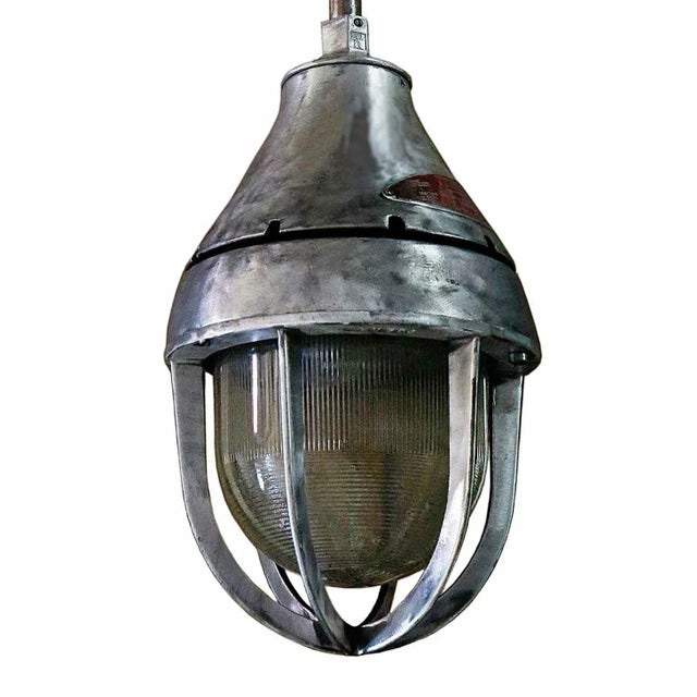 Industrial Ceiling Light Fixture - Vintage Industrial Steel For Sale - Image 3 of 4